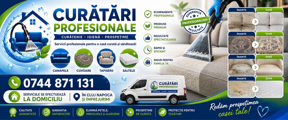 Servici de curatari profesionale canapelel , saltele , covoare si tapițeri