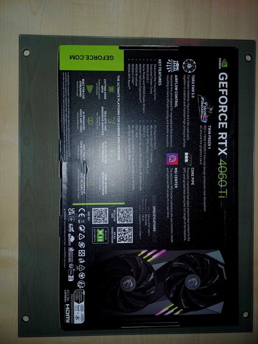 "MSI GEFORCE RTX 4060TI 8gb gaming X,, с работещо RGB.