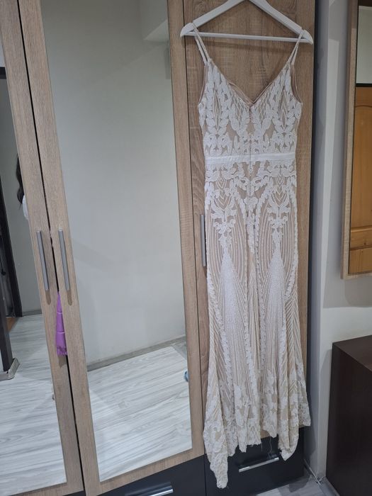 Официална лукс дълга рокля с пайети Л р-р