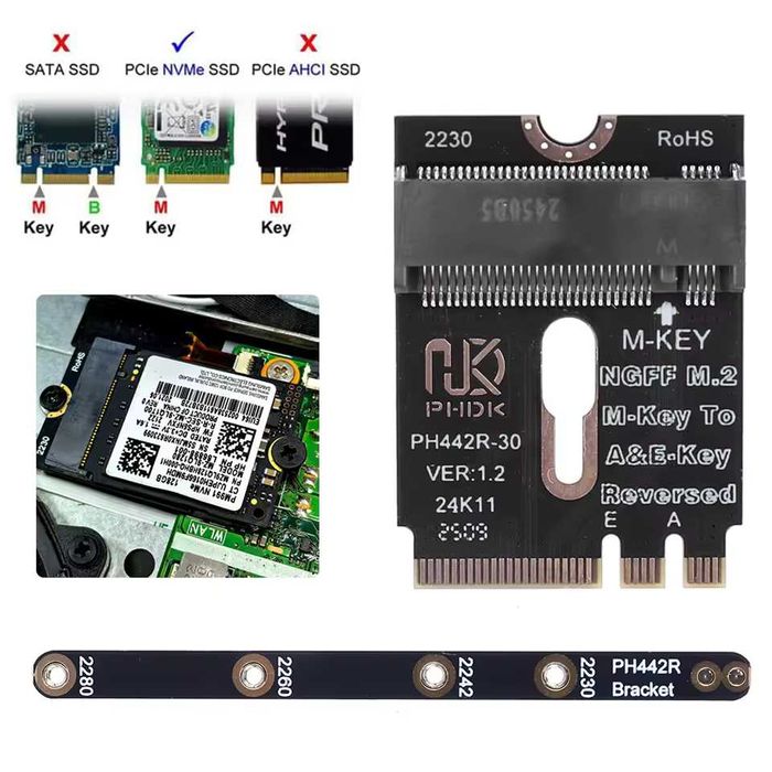 M.2 A+E → NVMe SSD Adapter | PCIe 4.0 | M2 WIFI