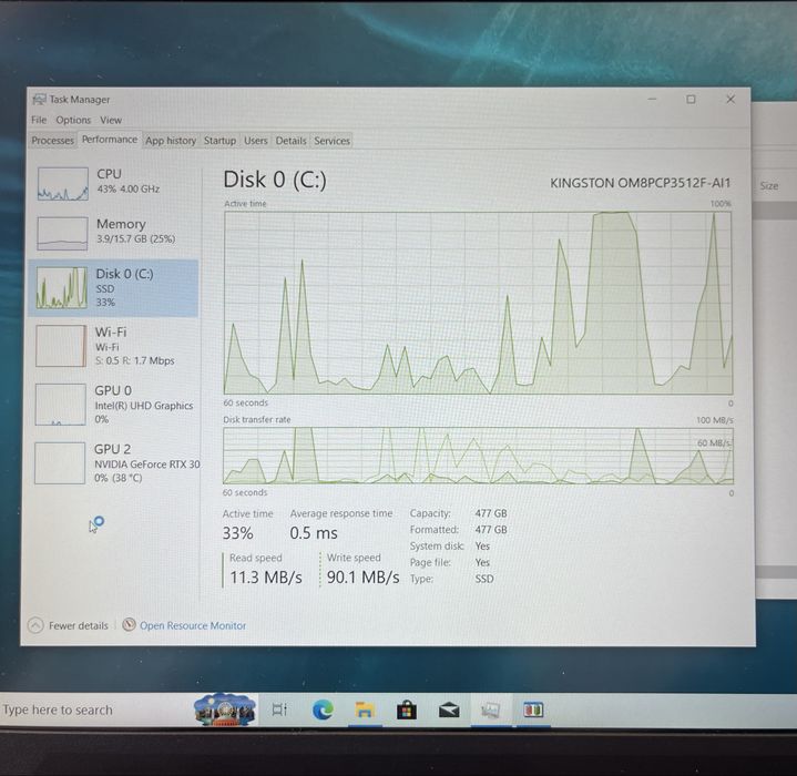 Геймърски лаптоп i7 11800H, RTX 3050 Ti 4GB, 16GB ram