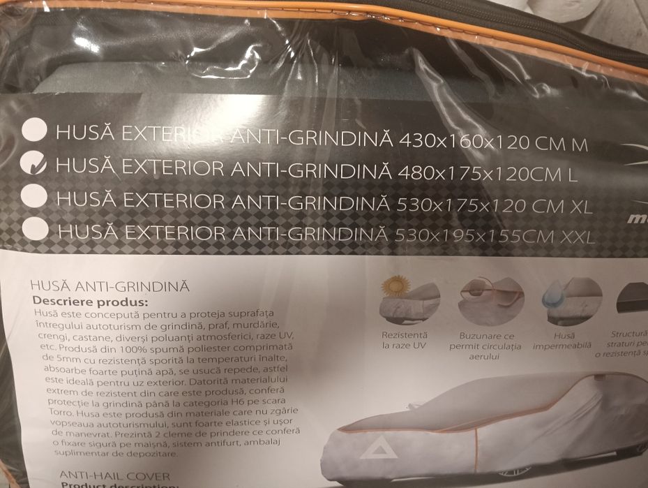 Husă Nouă Mega Drive protecție Antigrindină Auto  480 X 175 X 120 cm.