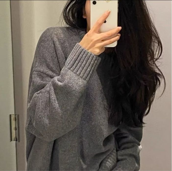 Серая оверсайз кофта / свитер