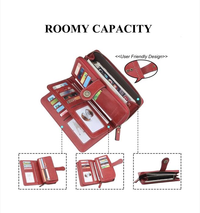 Дамски портфейл естествена кожа с RFID защита