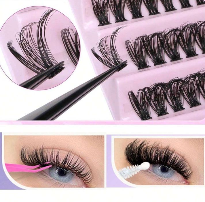 Комплект изкуствени мигли на снопчета с различни дължини