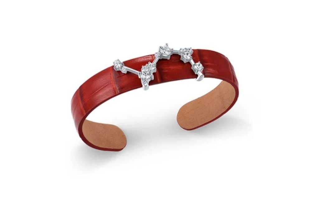 Браслет Овен серебро кожа