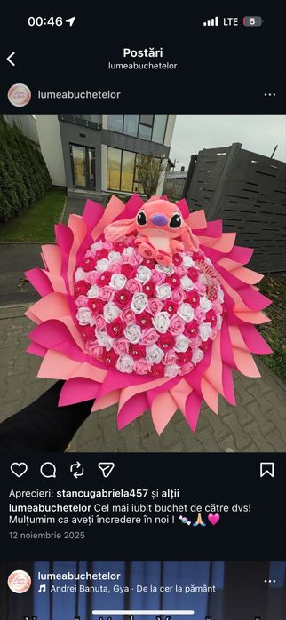 Buchet trandafiri sapun sclipici cadou  stich