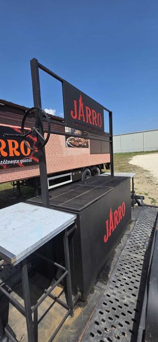 Grătar profesional mobil XXL 2 metri + Remorcă BARTHAU Tandem 2.000 kg – BBQ / Catering / Evenimente
