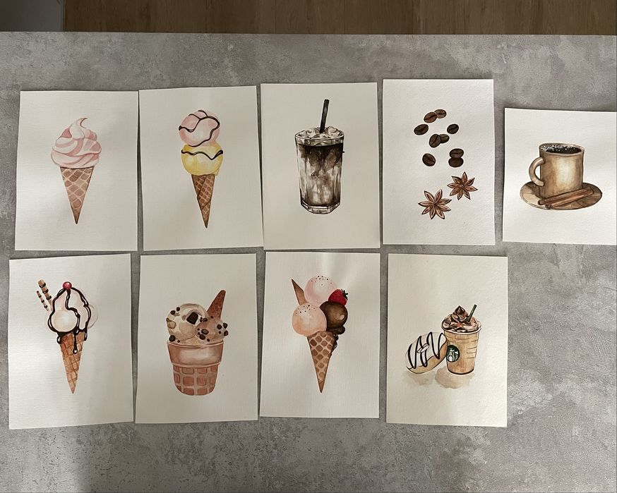 Акварельные иллюстрации для интерьера