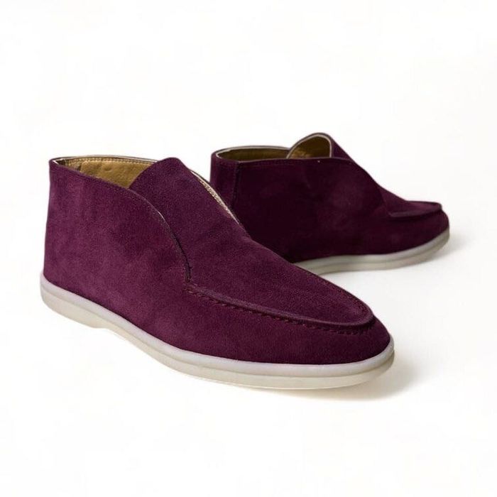 Дизайнерски високи дамски лоуфъри L/P в цвят марсала