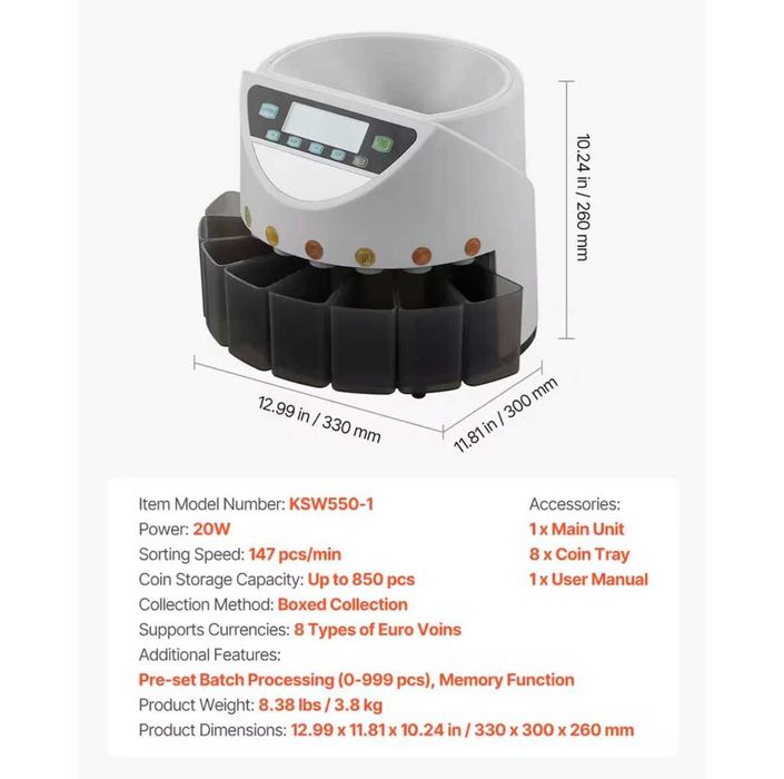 Сортировъчна и броячна машина за евро монети / 147-монети/мин