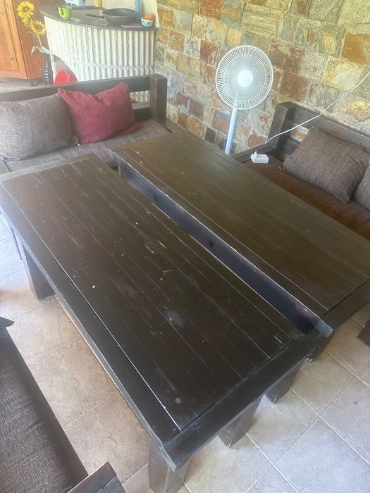 Дървени маси , пейки и табуретки за барбекю- комплект