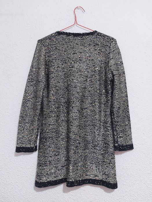 Cardigan elegant, mas.M, negru cu sclipici, nou,auriu/Crăciun/Revelion