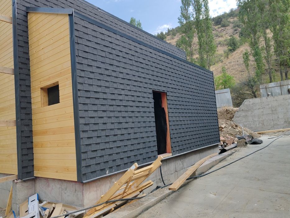 Юмшок черепица Андулин 2 слойли битум черепица. Профнасьил ва тегола