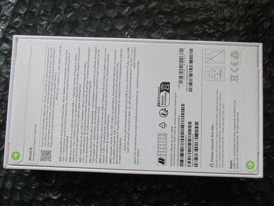 iPhone  16   128  GB ,  5 G   Teal  , NOU  ,  sigilat , neactivat