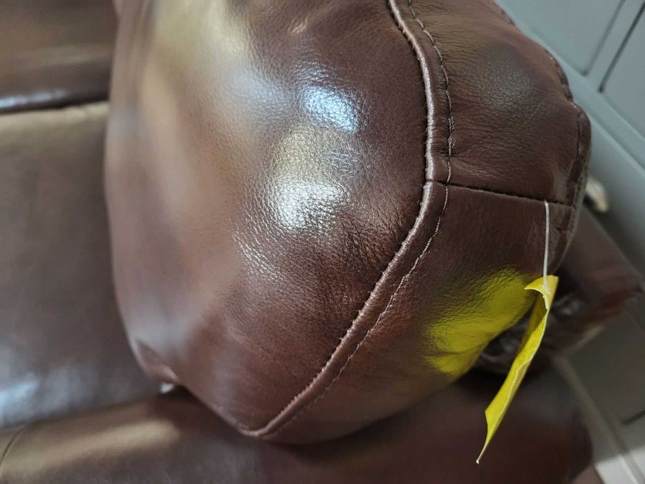 Кафяв кожен комплект дивани четворка и двойка с функция сън