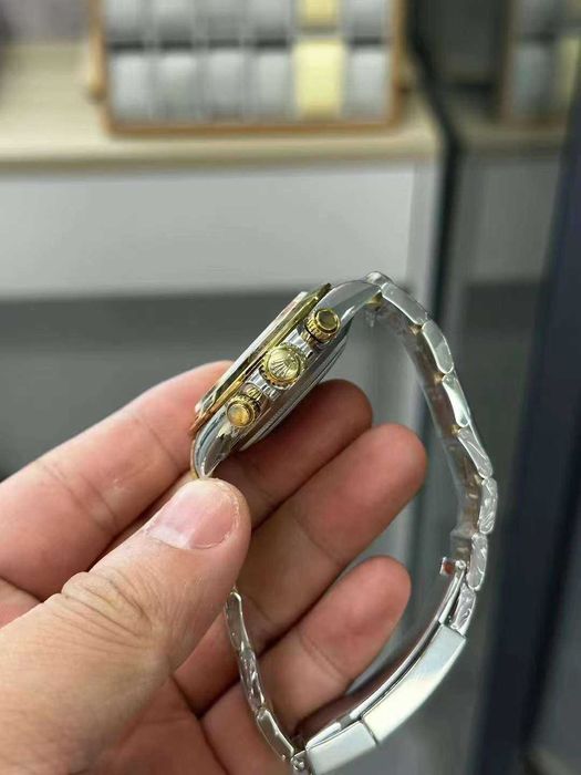 rolex daytona 4130 bi-color black dial