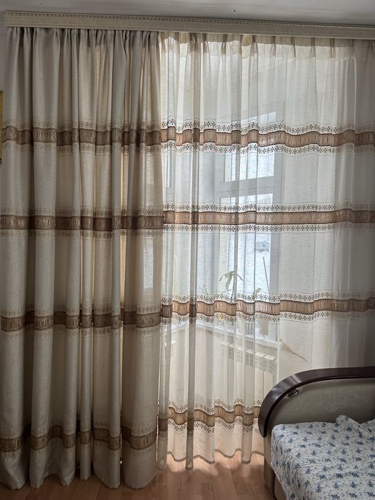 Декор окон Натуральный лён комплект высота 2.7