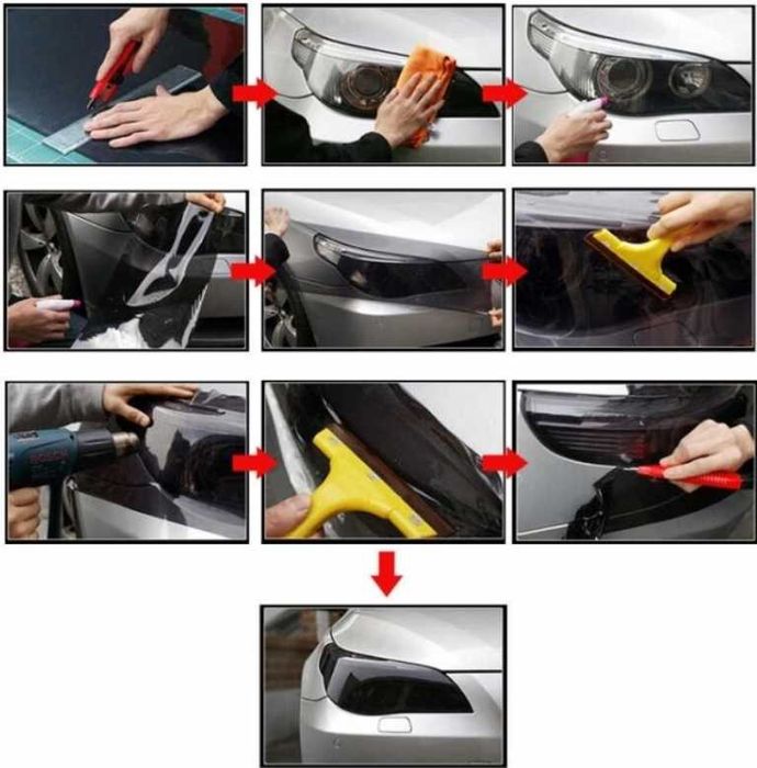 Самозалепващо фолио за фарове/стопове - 10 метра/30см.