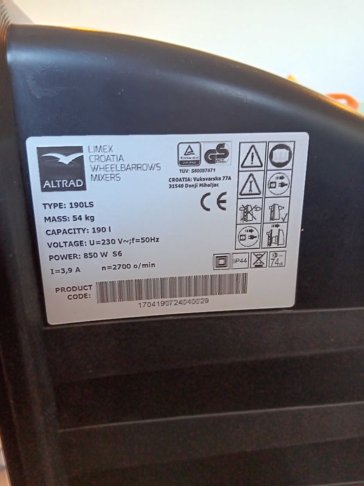 Betoniera noua, 190 litri, 850w