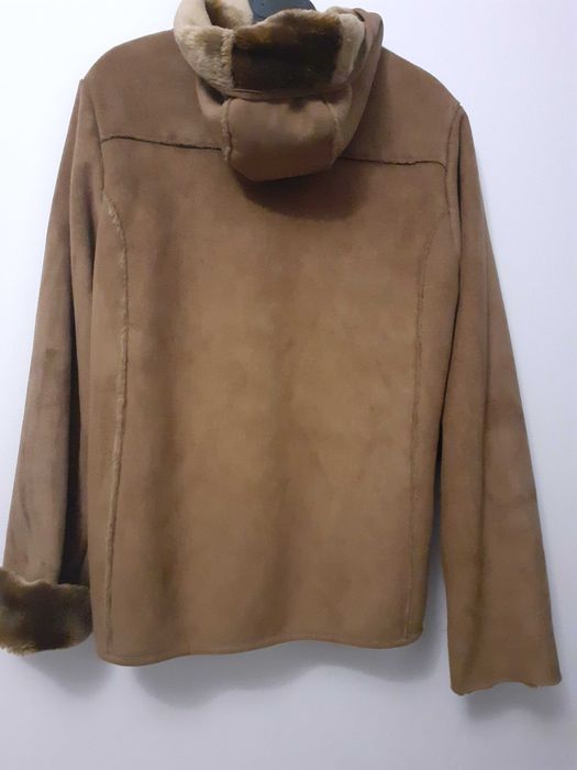 Jachetă/cojocel cu glugă, imitație piele căprioară,Germania, mar: 40/M