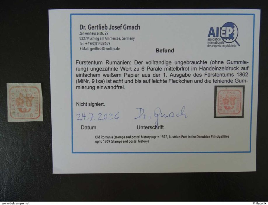 Romania LP 9 NG, Principatele unite I, Tipar de mana , Expertizat