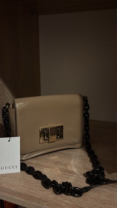 Poseta Gucci piele lucioasa light brown