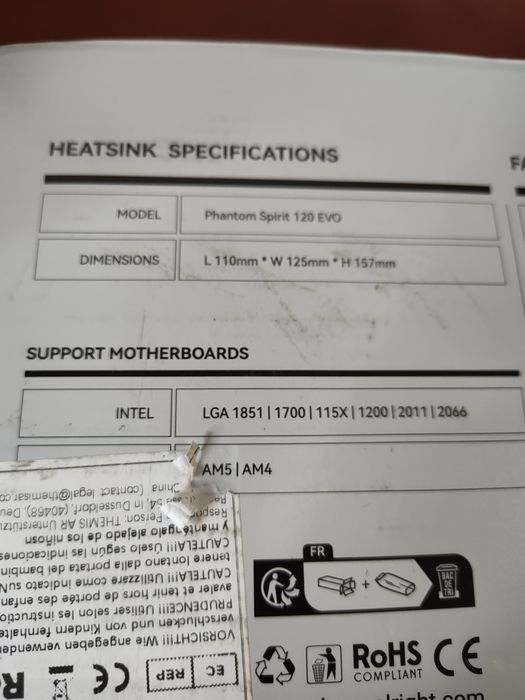 Okazie! Cooler cpu Thermalright Phantom Spirit 120 Rvo nou,la cutie! multisocket Am5 ,1700 etc calitate garantata!