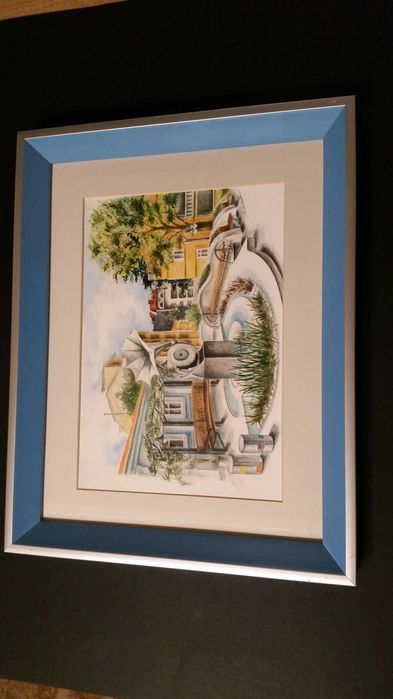 Акварелна рисунка в супер рамка с паспарту. Подписана на гърба.