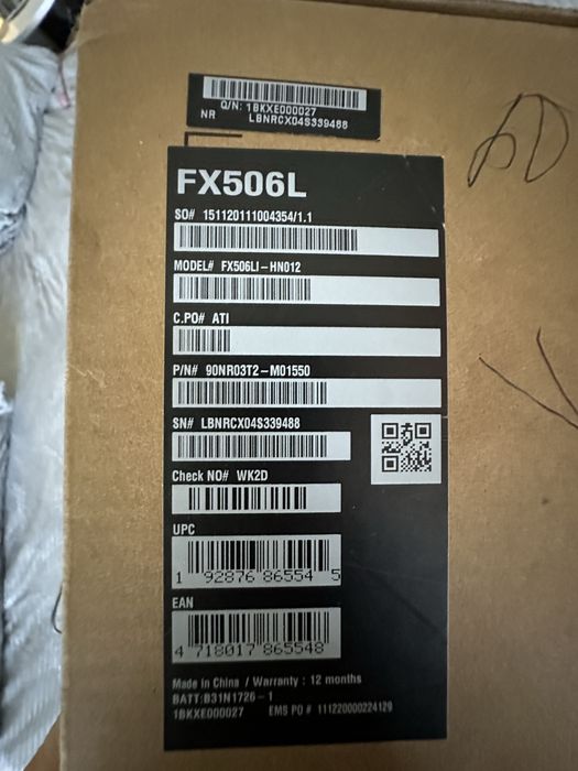 Ноутбук игровой Asus FX506L