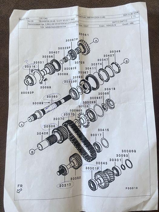 Запчасти кпп Mitsubishi