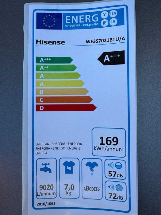Стиральная машина Hisense 7 кг WF3S7021BTUA Inverter Steam