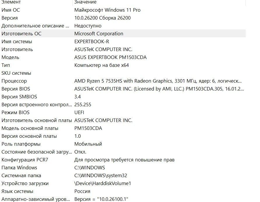 ASUS Expertbook Ryzen 5 7535HS 16 Гб DDR5