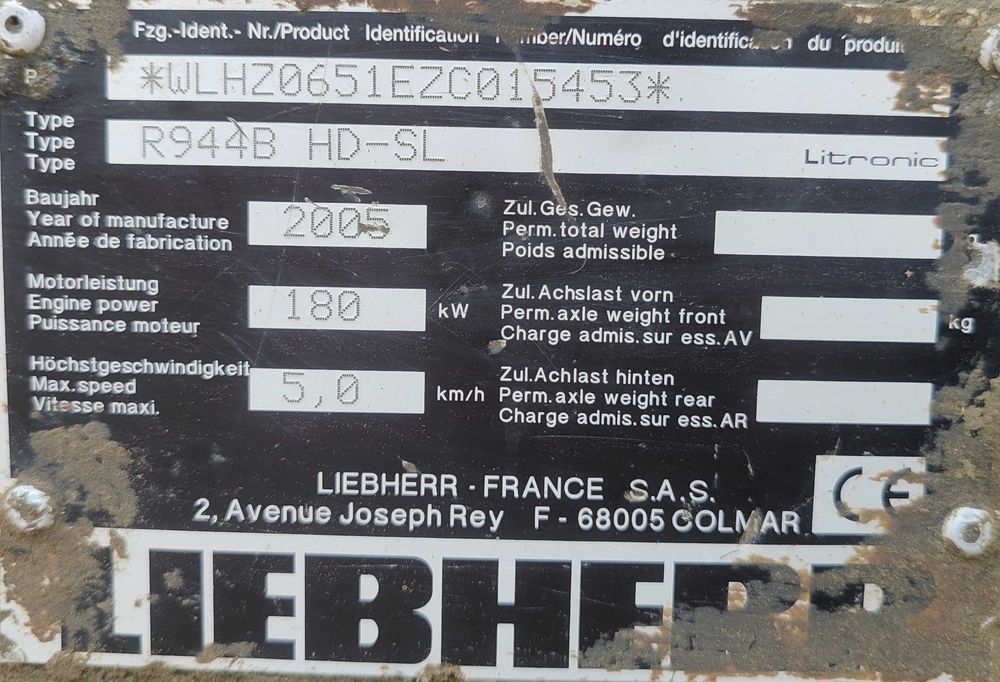 Cupla Cupa (has) Excavator Liebherr 944B HD-SL 2005