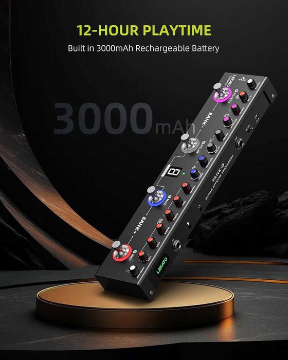 LEKATO китарен ефект / педал с 36 пресета, редактируеми 4 модула...