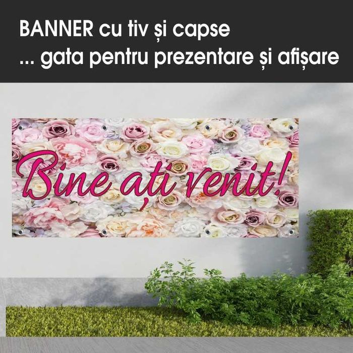 Banner BINE ATI VENIT!, 200 cm x 80 cm-lichidare stoc -70%