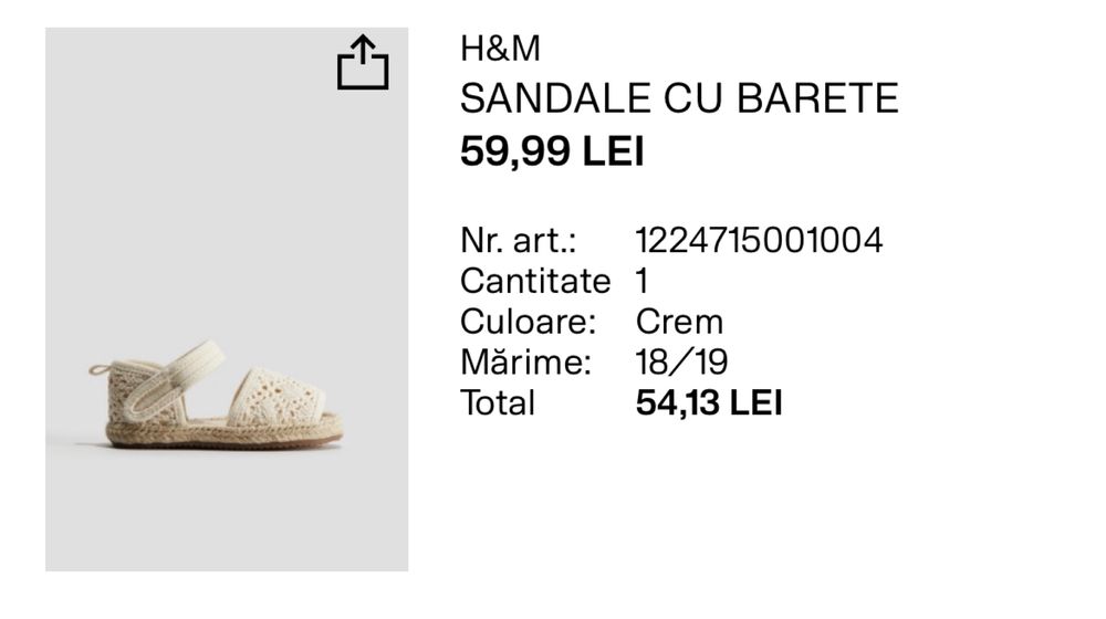 Sandale bebelusi H&M