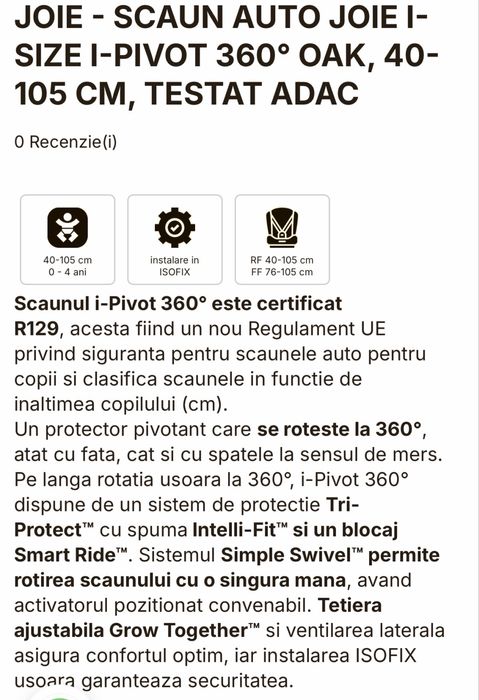 Scaun auto Joie I-Spin 360