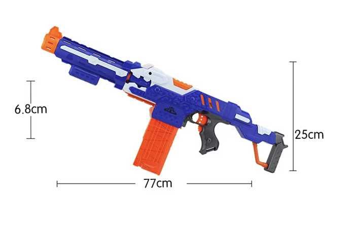 Детска пушка електрически автоматичен бластер на батерии за NERF патрони – поролонови стрелички