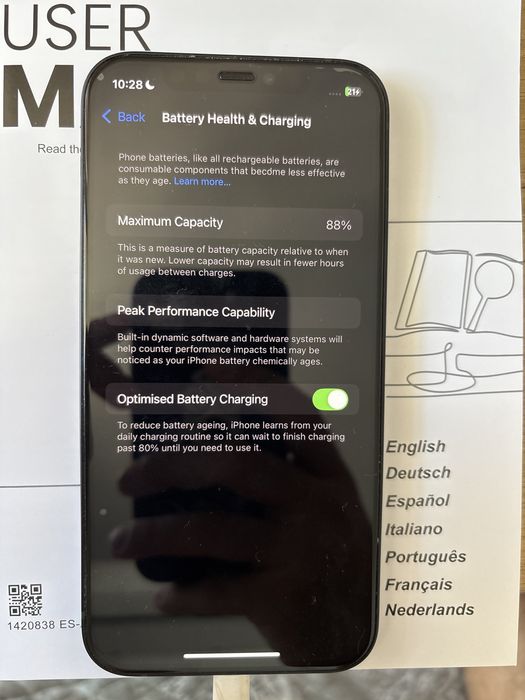 iPhone 12 Black/Черен 64GB, 5G, 88% батерия + кутия.