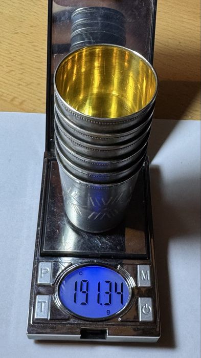 Серебрянные рюмки СССР 6 шт.