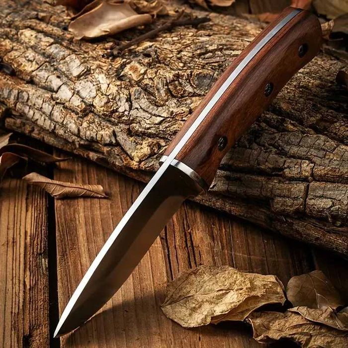 Cutit Buck Outdoor, otel inoxidabil, maner lemn tranadafir,teaca piele