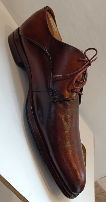Pantofi derby 45 45.5 plain toe Bugatti piele naturala moale premium