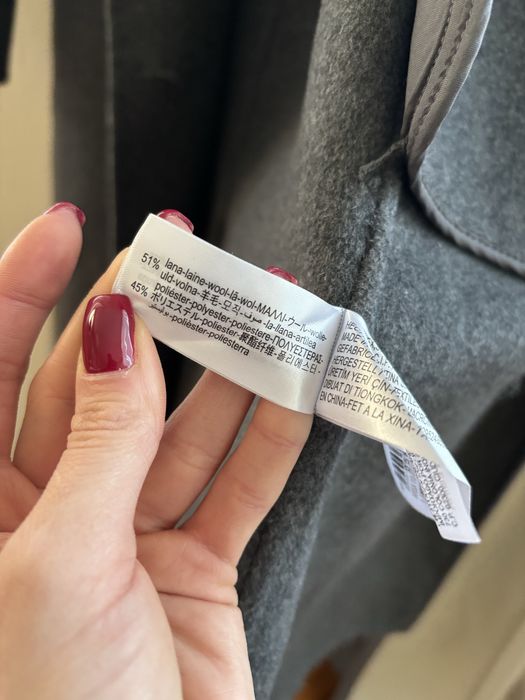 Zara сиво вълнено палто оувърсайз