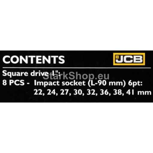 Комплект Дълбоки Ударни Вложки 6-Стенни 1″ (22 – 41мм) 8 части JCB