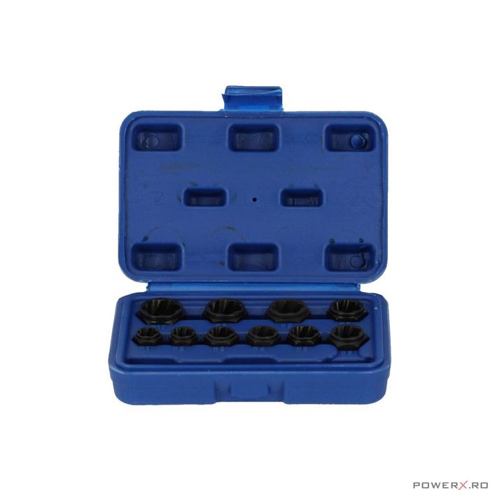 Trusa extractoare suruburi si piulite deteriorate, 11 piese, 9-19 mm,