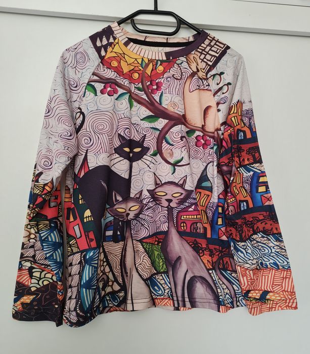 Bluza sic cu imprimeu pisici
