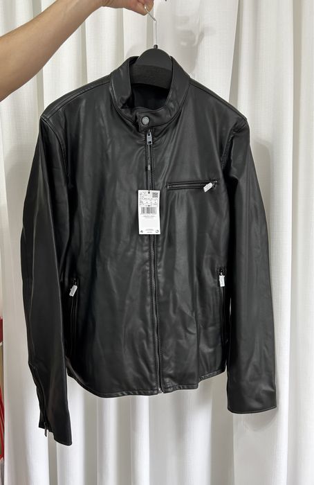 Мъжко кожено яке Mango MNG черно, XL