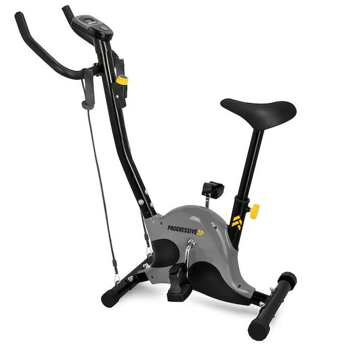 Механичен фитнес велосипед със струни PROGRESSIVE BM1000, Сиво-Черен