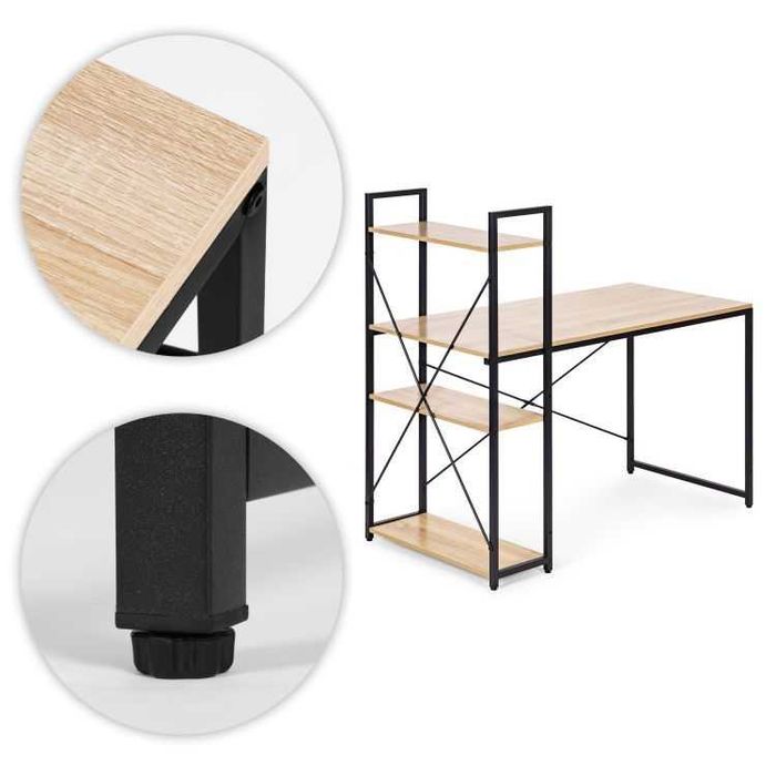 Компютърно бюро, дървено, с рафтове за съхранение, 120*60 см